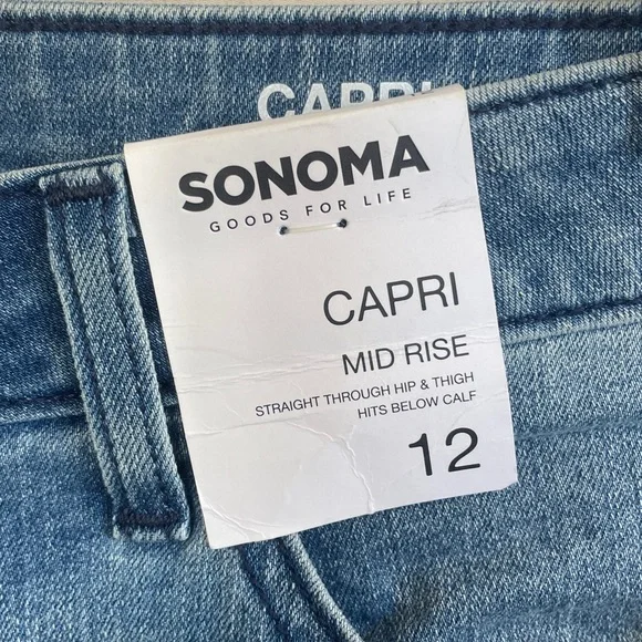 Sonoma Embroidered Mid Rise Capri/Cropped Jeans, size 12, NWT - Picture 2 of 16